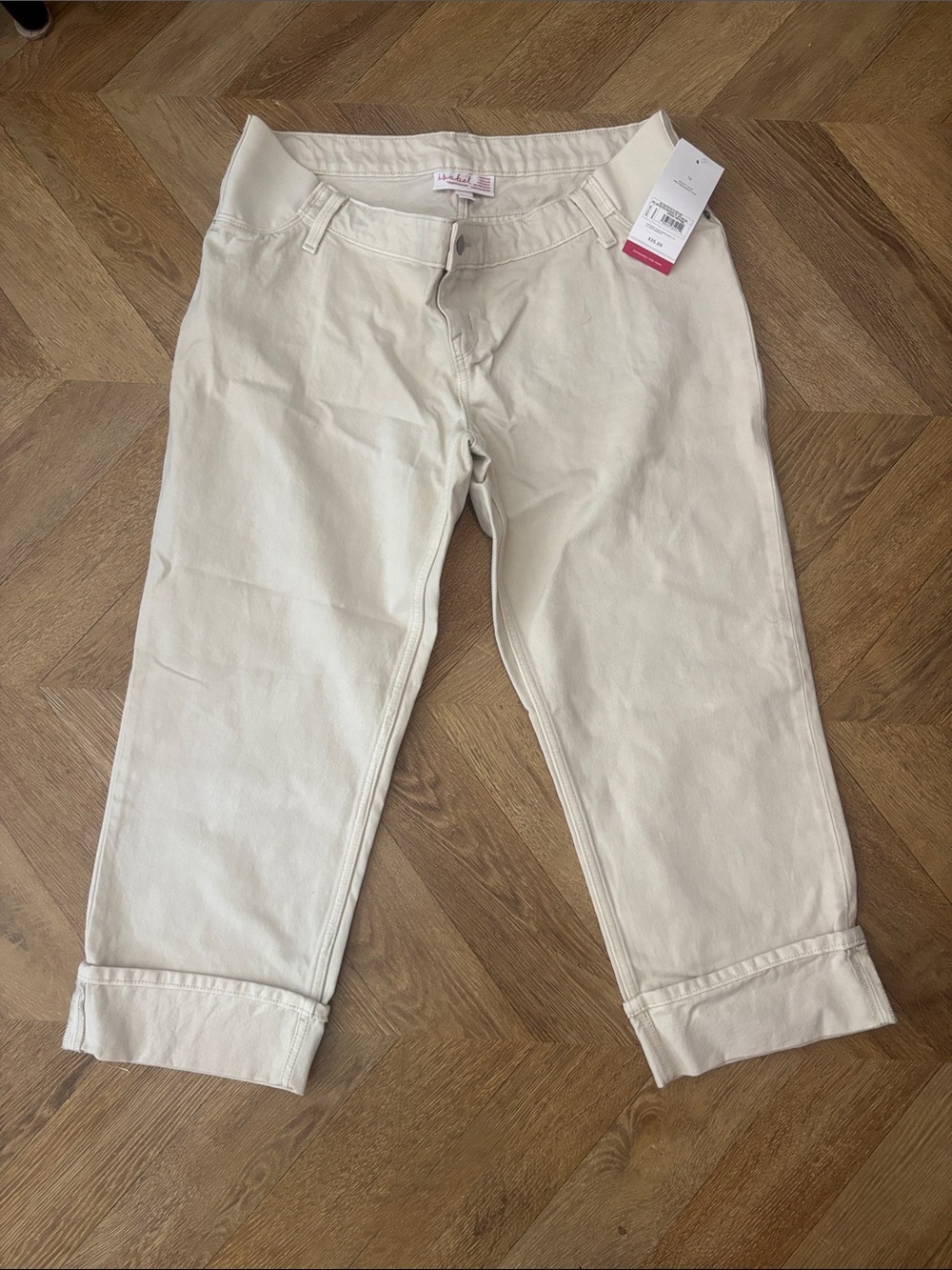 NWT Isabel Maternity Women’s Cream Stretch Cotton Jeans - Size 12
